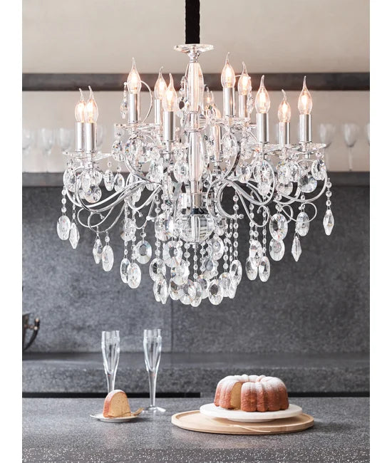 Madeleine 12 Light Egyptian Crystal Chandelier in Chrome